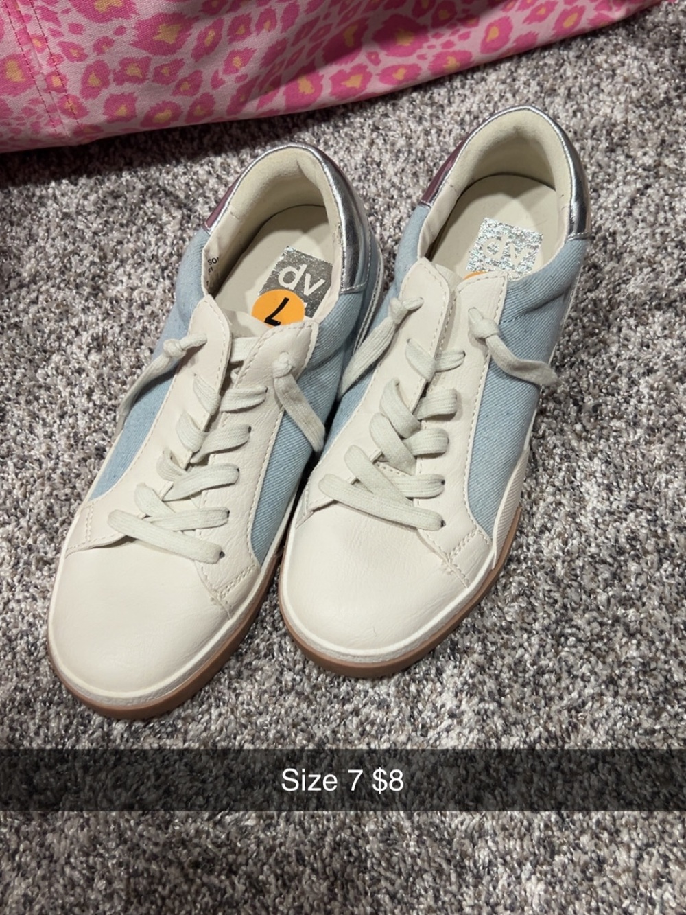 DV by Dolce Vita Cream and Light Blue Low-Top Sneakers